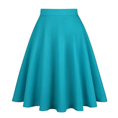 High Waist Pleated Color Skirt with Inner Shorts Turquoise