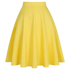 High Waist Pleated Color Skirt