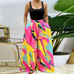 High Waist Pocket Long Loose Palazzo Pants