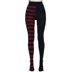 High Waist Striped Long Punk Pantyhose Black Red / One Size