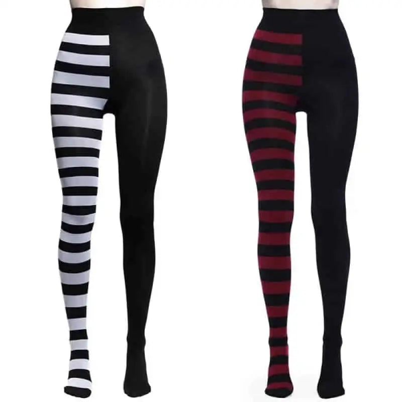 High Waist Striped Long Punk PantyHose