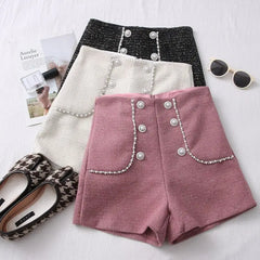 High Waist Tweed Shorts