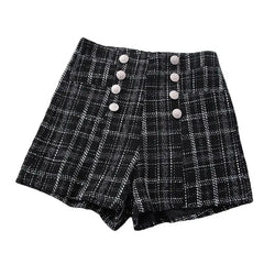 High Waist Tweed Shorts