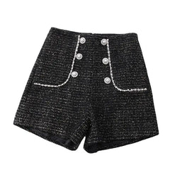 High Waist Tweed Shorts