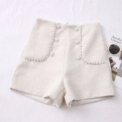 High Waist Tweed Shorts