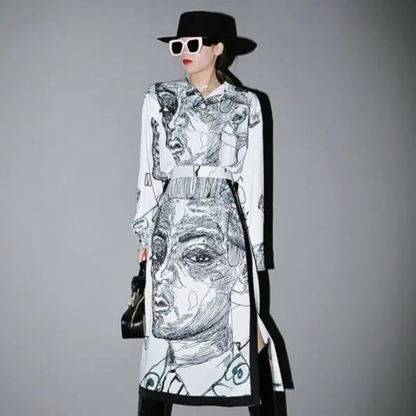 High Waist Vintage Skirt and Shirt Set with Character Print