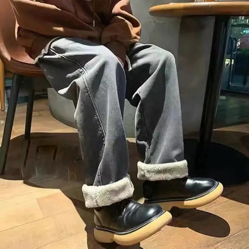 High Waisted Long Straight Velvet Jeans for Women Style 6