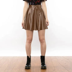 High-Waisted PU Leather Long Skirt