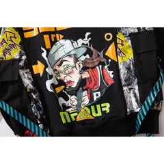Hip Hop Cartoon Ribbon Coat Hoodie