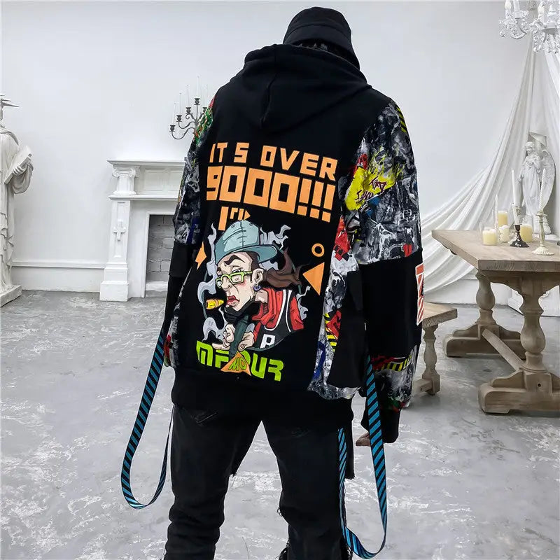Hip Hop Cartoon Ribbon Coat Hoodie