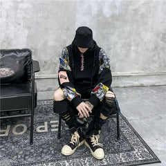 Hip Hop Cartoon Ribbon Coat Hoodie