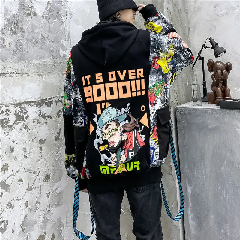 Hip Hop Cartoon Ribbon Coat Hoodie