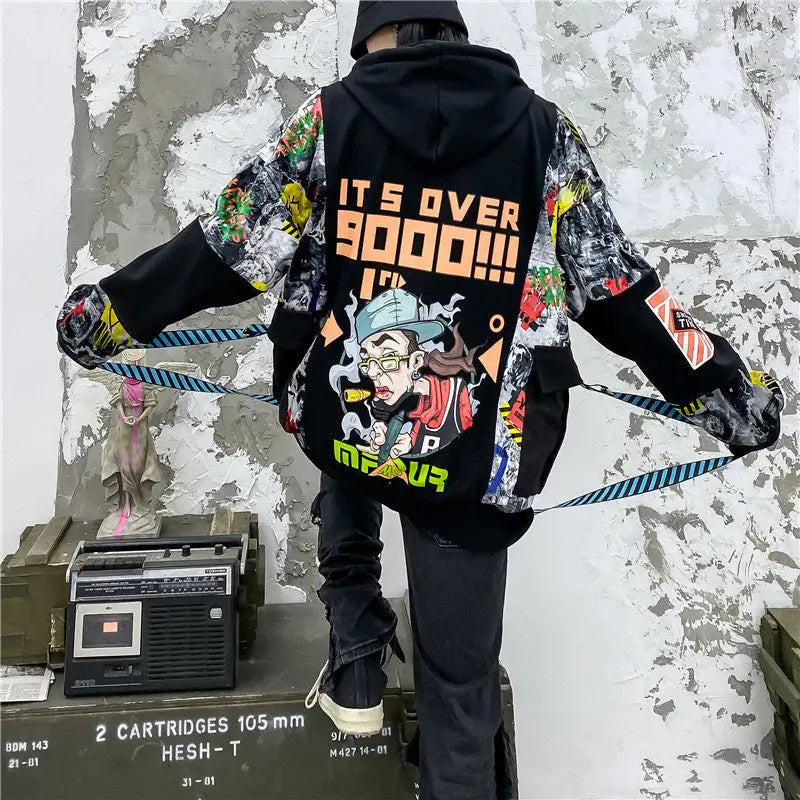 Hip hop it’s over cartoon ribbon coat hoodie