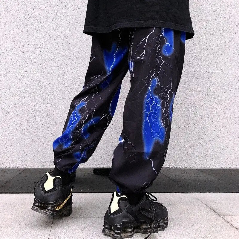 Hip Hop Joggers Grunge Aesthetic Sweatpants for Men Blue / M