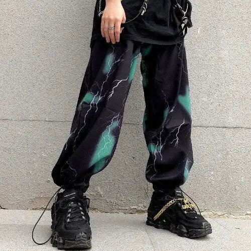 Hip Hop Joggers Grunge Aesthetic Sweatpants for Men Green