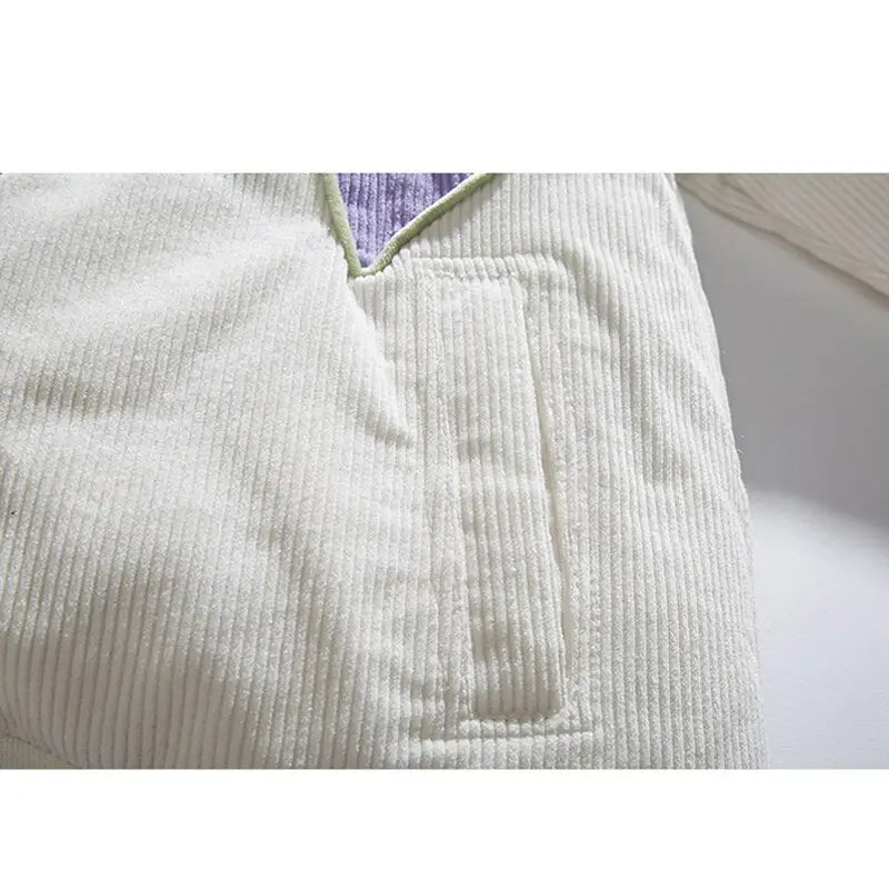 Hip Hop Patchwork Corduroy Parka Coat