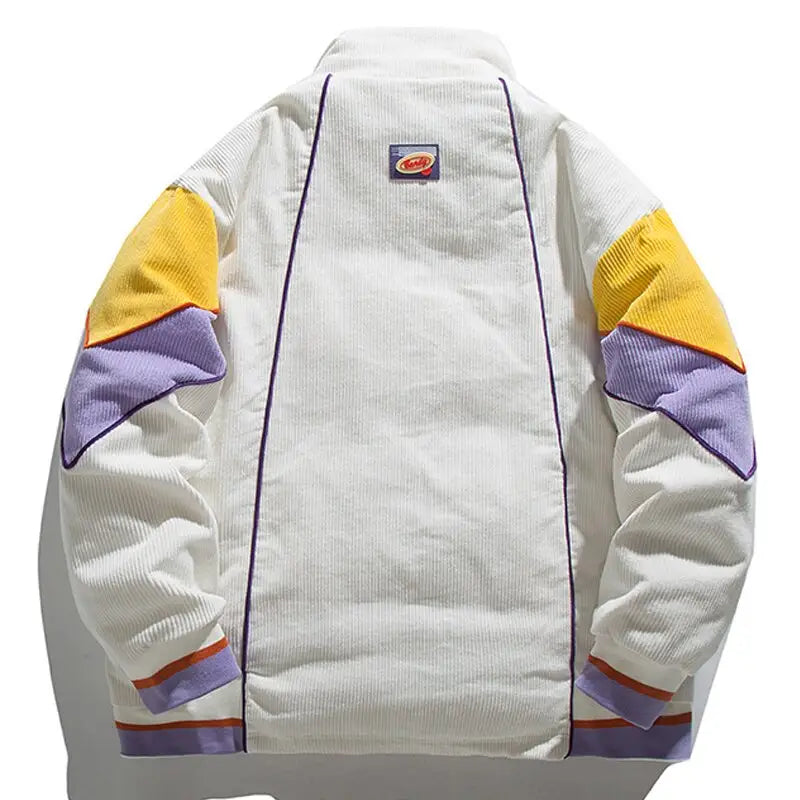 Hip Hop Patchwork Corduroy Parka Coat