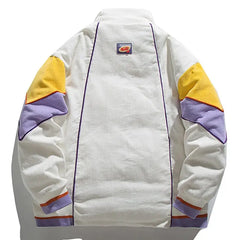 Hip Hop Patchwork Corduroy Parka Coat