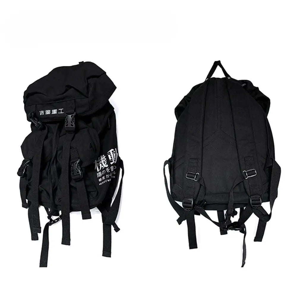 Hip Hop Ribbon Korean Backpacks for Everyday Style Black1
