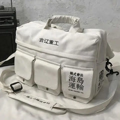 Hip Hop Ribbon Korean Backpacks for Everyday Style White 2
