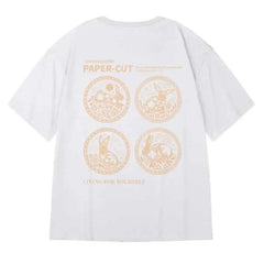 Hip Hop Short Sleeve T Shirt with Oversized Prints Paper