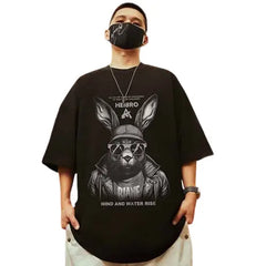 Hip Hop Short Sleeve T Shirt with Oversized Prints
