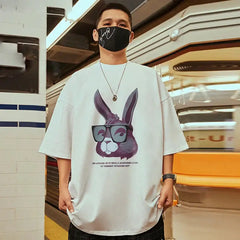 Hip Hop Short Sleeve T Shirt with Oversized Prints