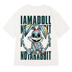 Hip Hop Short Sleeve T Shirt with Oversized Prints White