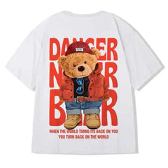 Hip Hop Short Sleeve T Shirt with Oversized Prints White