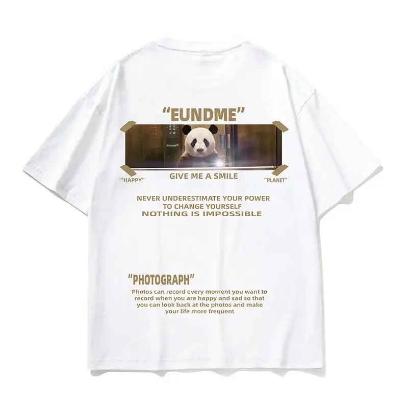 Hip Hop Short Sleeve T Shirt with Oversized Prints White