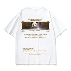 Hip Hop Short Sleeve T Shirt with Oversized Prints White