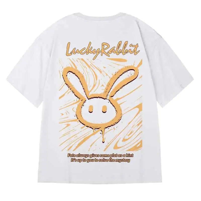 Hip Hop Short Sleeve T Shirt with Oversized Prints White