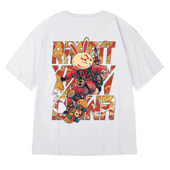 Hip Hop Short Sleeve T Shirt with Oversized Prints White