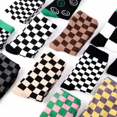 Hip Hop Style Cotton Socks with Colorful Geometric Design