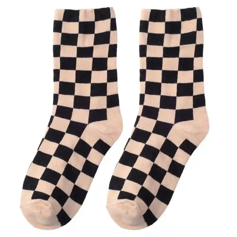 Hip Hop Style Cotton Socks with Colorful Geometric Design