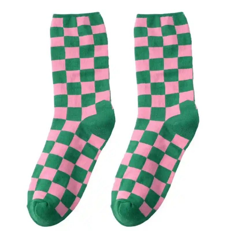 Hip Hop Style Cotton Socks with Colorful Geometric Design