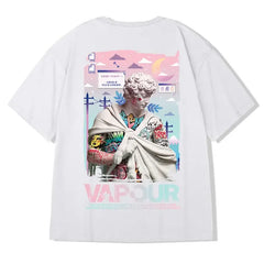Hip Hop T-shirt with Oversized Prints Short Sleeve