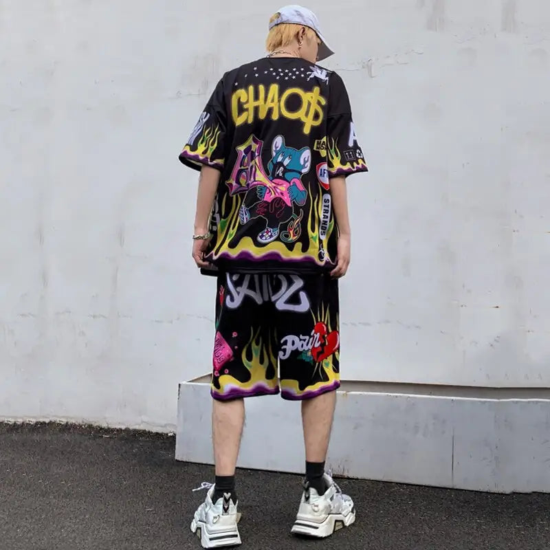 HipHop Colorful Cartoon Oversize T-Shirt