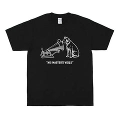 His Masters Voice Round Neck T Shirt for Daily Wear Black