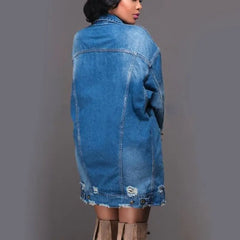 Hole Ripped Loose Denim Coat