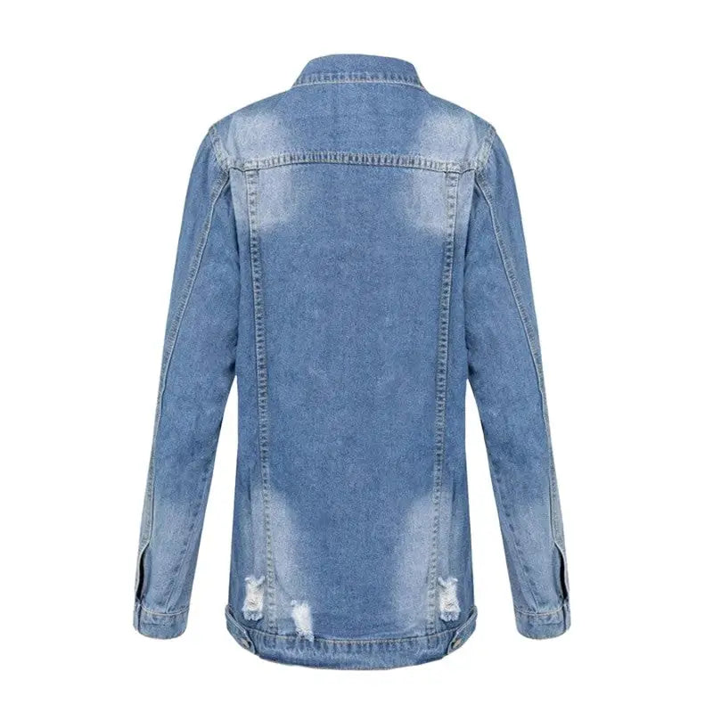 Hole Ripped Loose Denim Coat