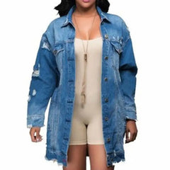 Hole Ripped Loose Denim Coat