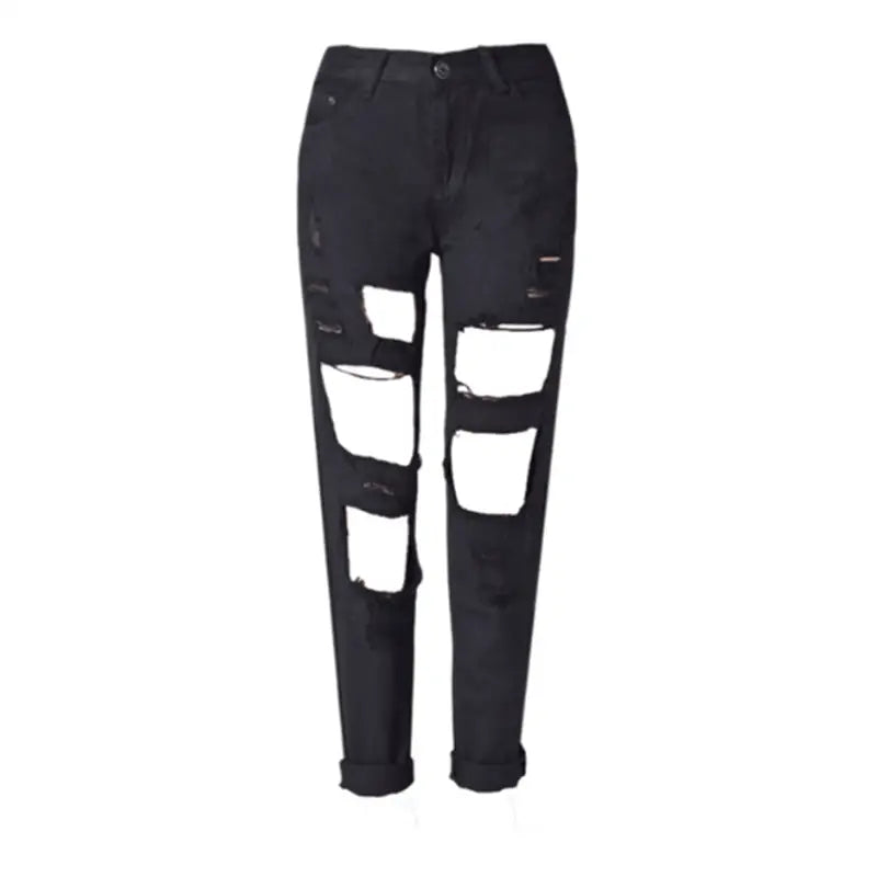 ’Hole’ Torn Ripped Jeans - Black / S - Pants