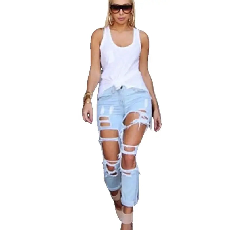 ’Hole’ Torn Ripped Jeans - Pants