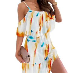 Holiday Sleeveless Spaghetti Strap Backless Off Shoulder Boho Dress