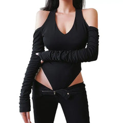 Hollow Out Off Shoulder Bodysuit Indulge Style Black / S