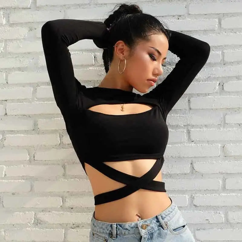 Hollow Slim Waist Crop-Top