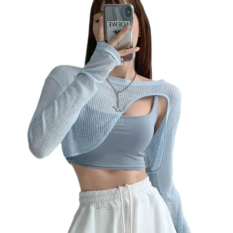 Hollow Smock Irregular Crop Tops