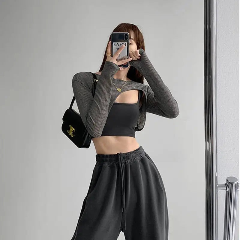 Hollow Smock Irregular Crop Tops