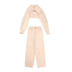 Hollow Ultra-Short Jacket and Pants Suit for Everyday Wear